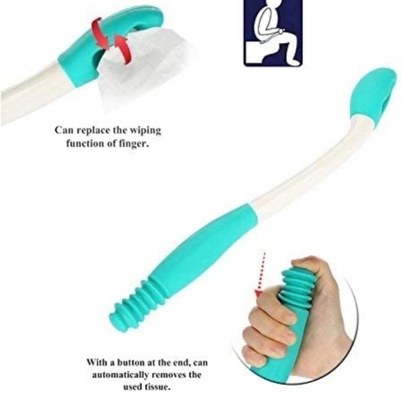 𝅺Fanwer Long Reach Toilet Aid Teal and White - Picture 3 of 5